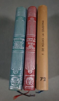 3 livres de chevet in-16 reliures Aguilar en Espagnol Lope de Vega Unamuno Rojas - Photo 1/4