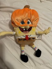 2004 TY BEANIE BABIES - 10" HALLOWEEN SPONGEBOB PUMPKIN MASK PLUSH
