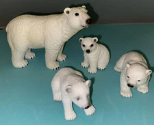 ADORABLE. Schleich Female Polar Bear and Cubs 4 Bears 1 BOJO