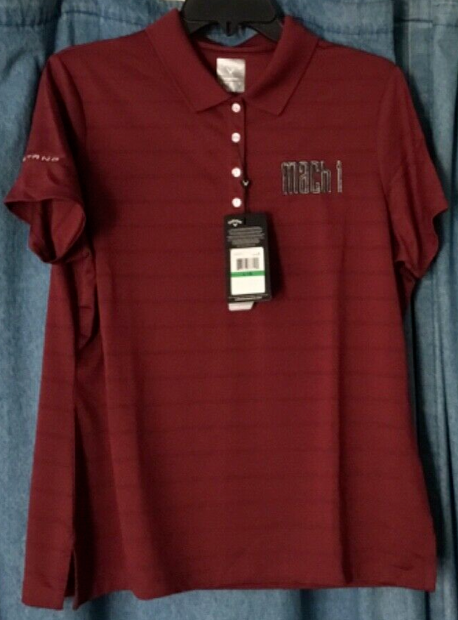Callaway MACH 1 Opti-Dri Cooling Polo Collar Maroon Shirt MUSTANG