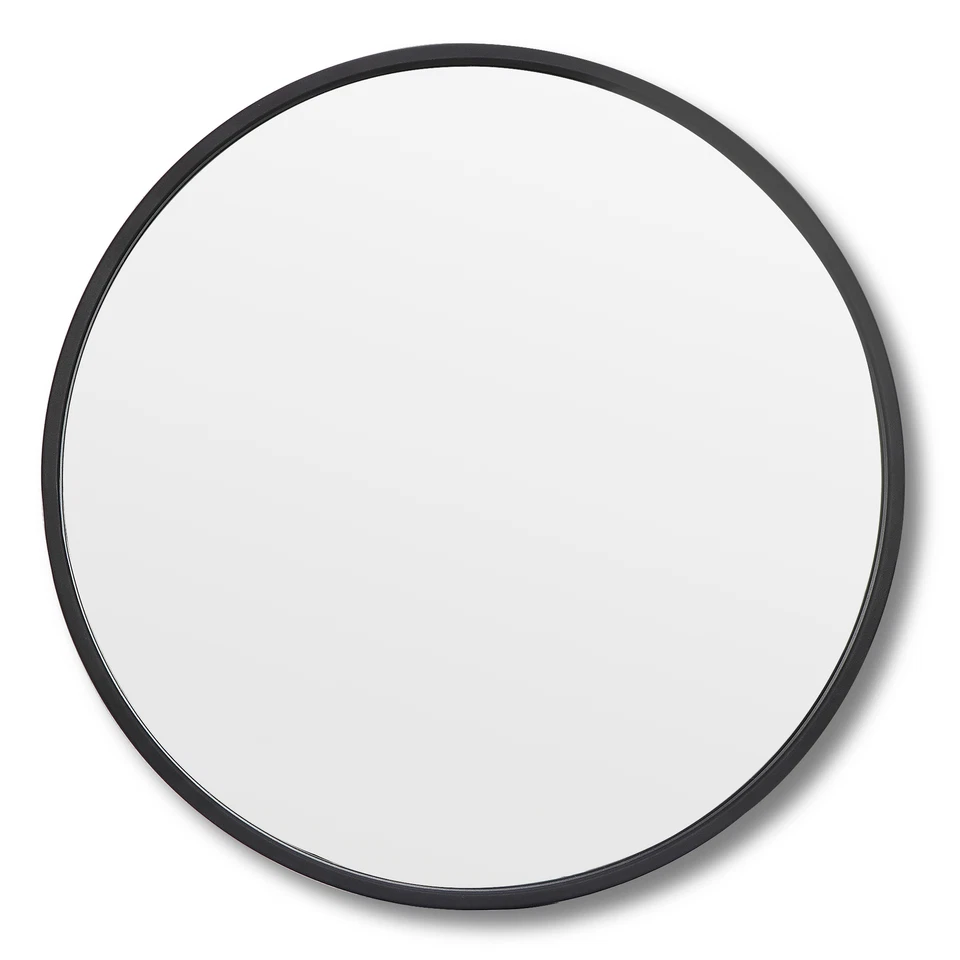 Black Round Mirror Circle Wall Mirror with Metal Frame Vanity Entryway 18Inch  - Image 3 of 4