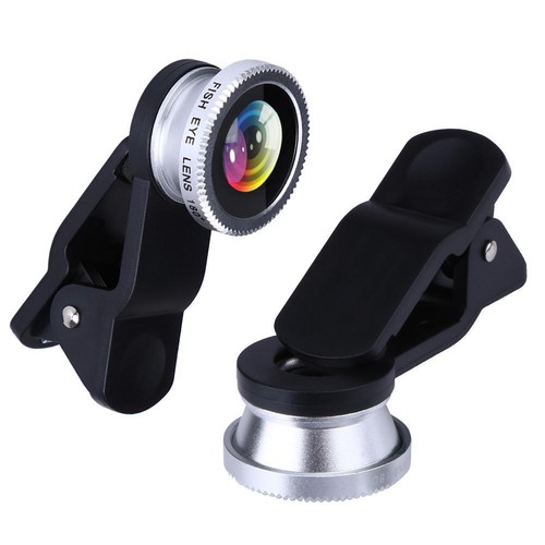 Clip 3-in-1 180 Fish-Eye Lens+Wide Angle Lens+Macro Lens Silver - Zdjęcie 5 z 10