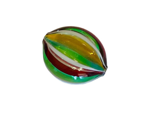 VERRE ART VÉNITIEN MURANO grande perle ovale 30 mm vert blanc rouge - Photo 1 sur 6