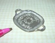 Miniature Elegant Square Silver(tone) Tray (#7): DOLLHOUSE Miniatures 1:12