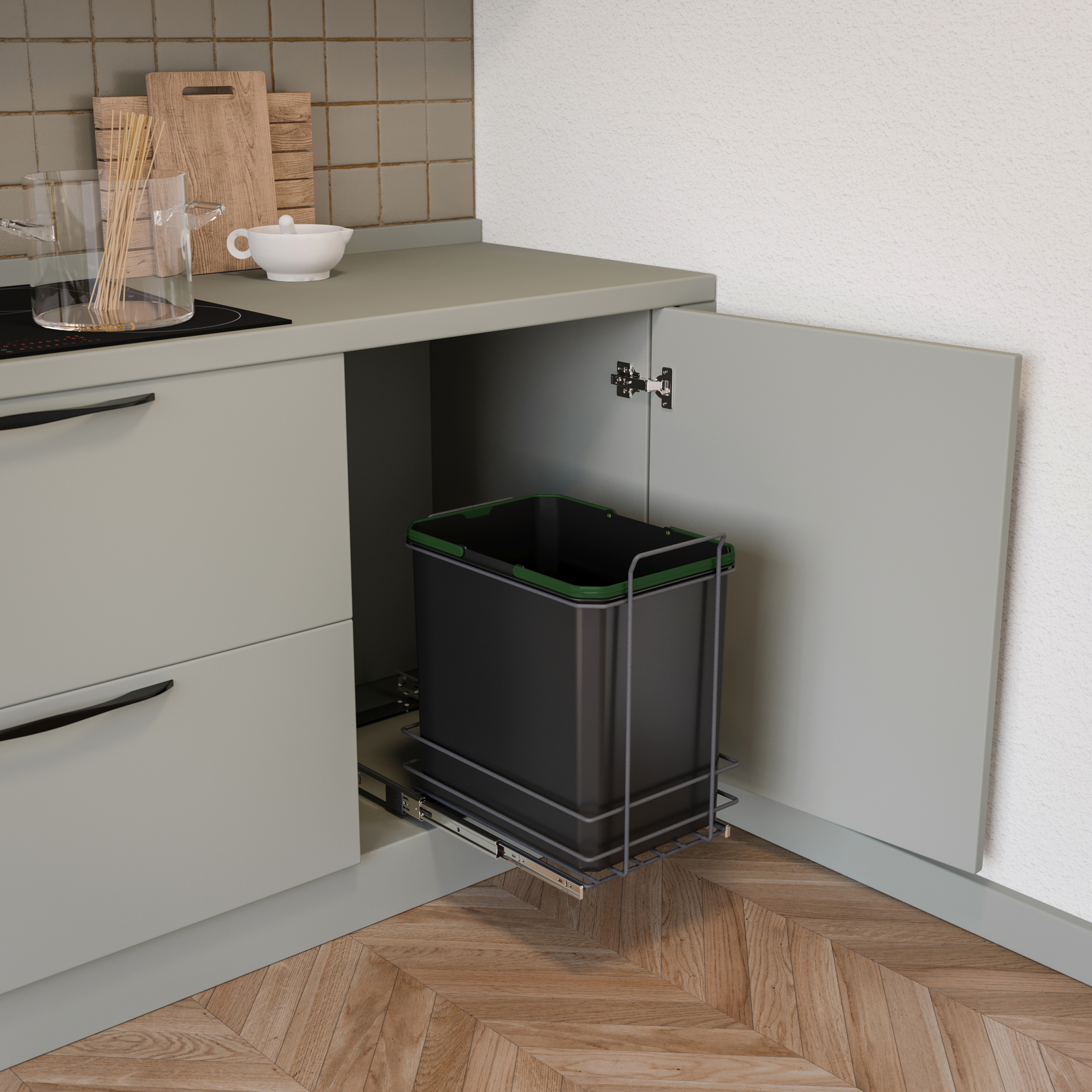 Emuca Recycle 1x35lt per il montaggio sul fondo e l'estrazione manuale nel mobil