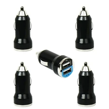 Pack of 5 Dual Port Fast USB Car Charger 1A 2.1A Output Universal Compatibility