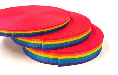 Regenbogen Polypropylen Gurtband 25 mm 38 mm 50 mm Nähen Taschen Gurte 1 m - 50 Meter