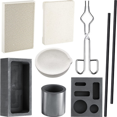 9 Pcs Graphite Torch Melting Casting Kit Graphite Crucible Set Ingot Torch Melti