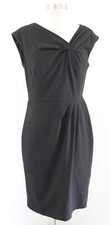 Calvin Klein Womens Black Asymmetrical Neckline Twist Ruched Sheath Dress Size 6