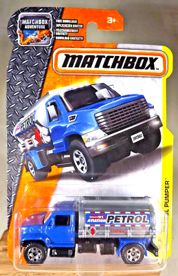 2016 Matchbox 32/125 Construction PETROL PUMPER Blue-Gray w/Chrome 6 Sp Utlity
