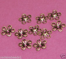 50 pcs of Antiqued Brass Flower Bead Cap 9mm