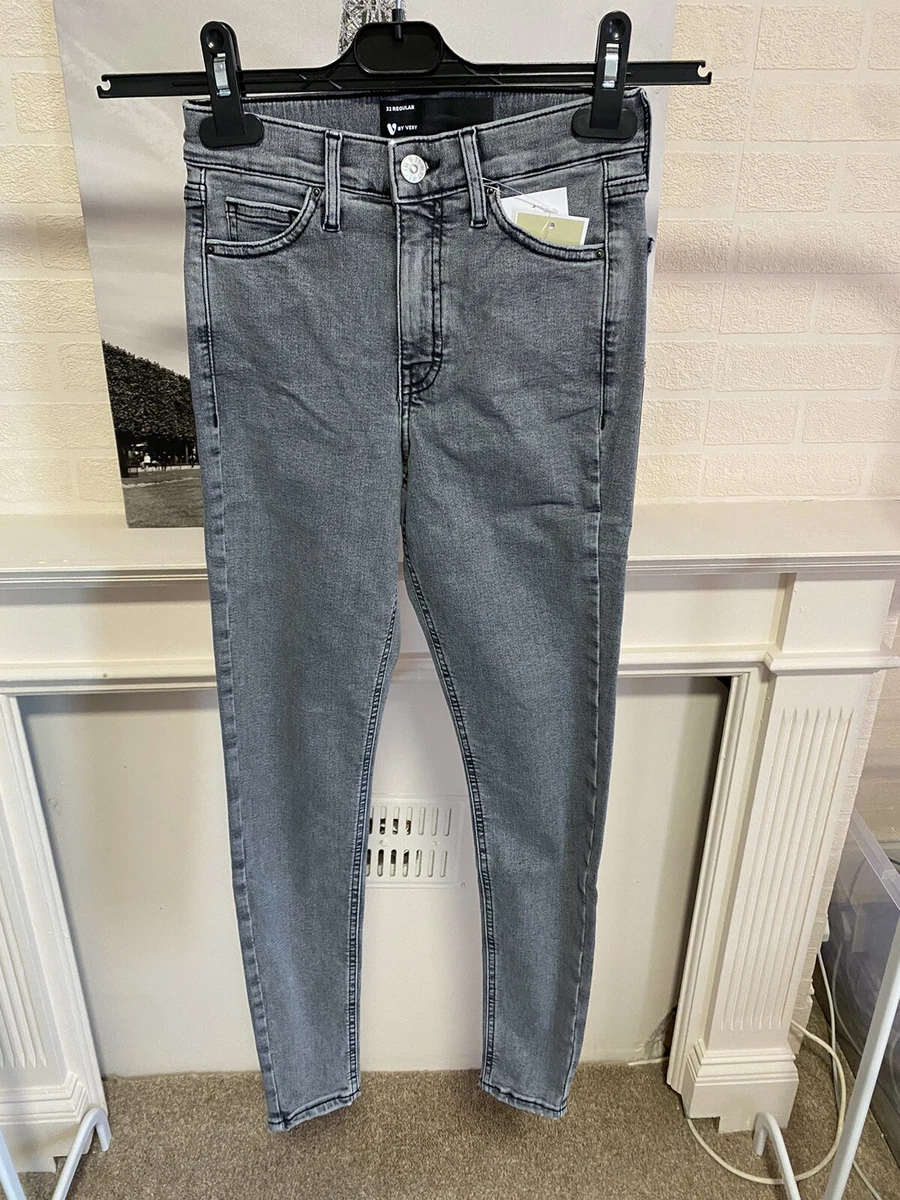 V by Very Grey Premium High Waist Skinny Jeans Size UK 4 BNWT