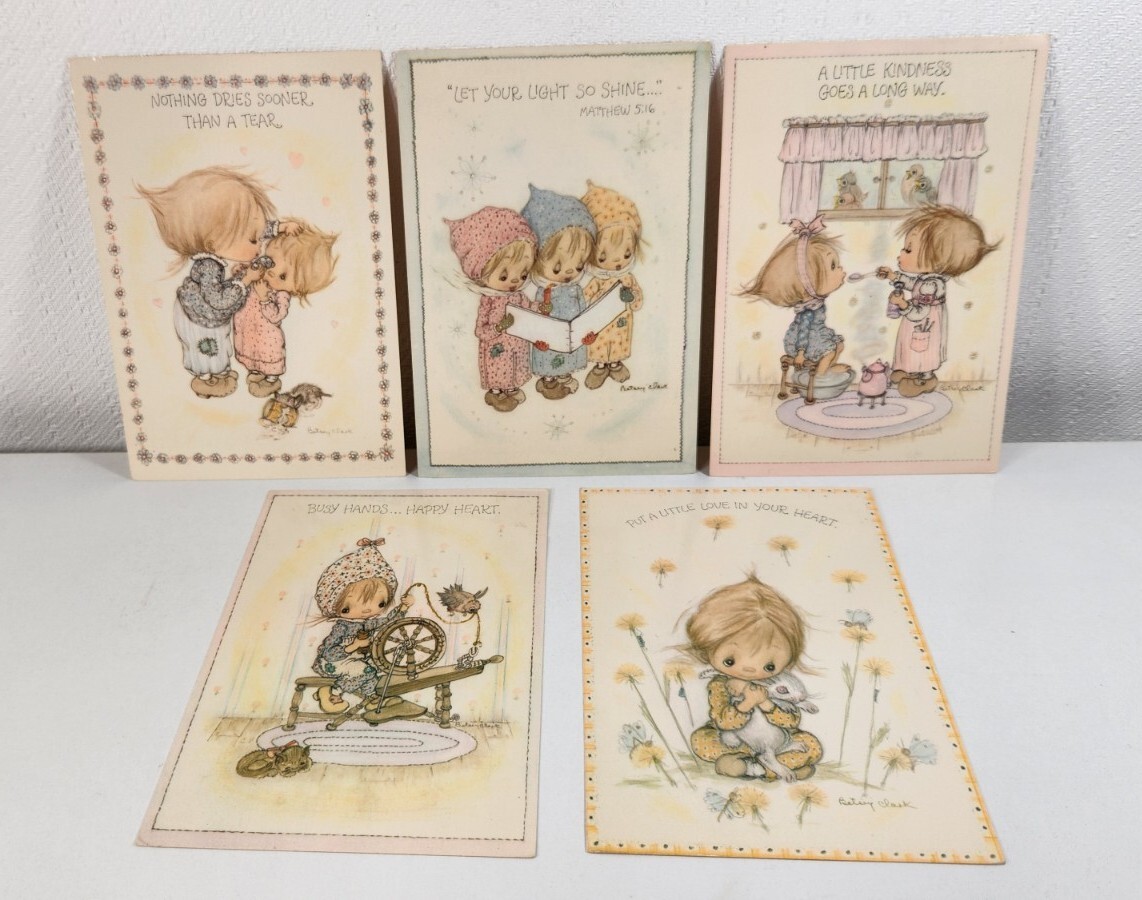 Vintage Hallmark Betsey Clark Oversized Postcards, 5 Cards