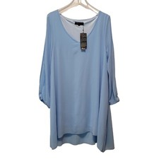 Viwenni Shirt Dress Party Midi Chiffon Baby Blue Summer Womens Medium NEW NWT 