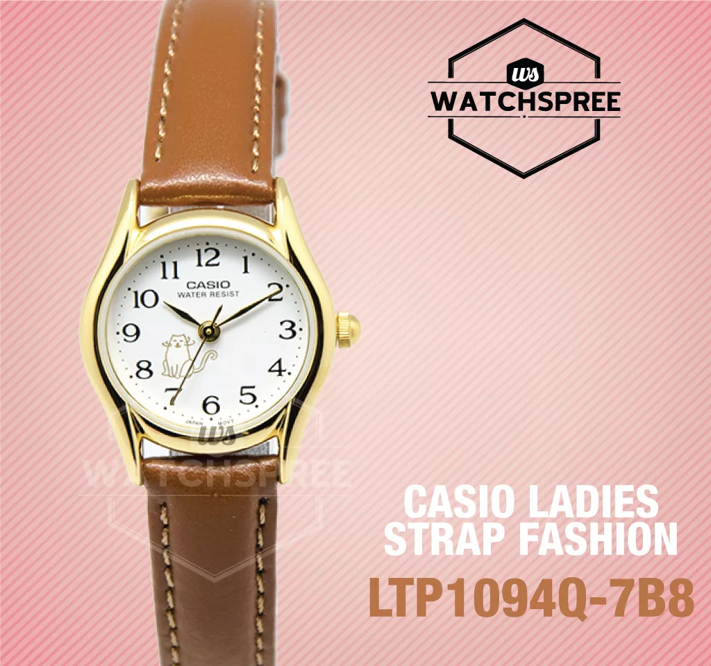 Reloj Casio Ltp1094 7b8 Mujer Correa Piel Marrón Full