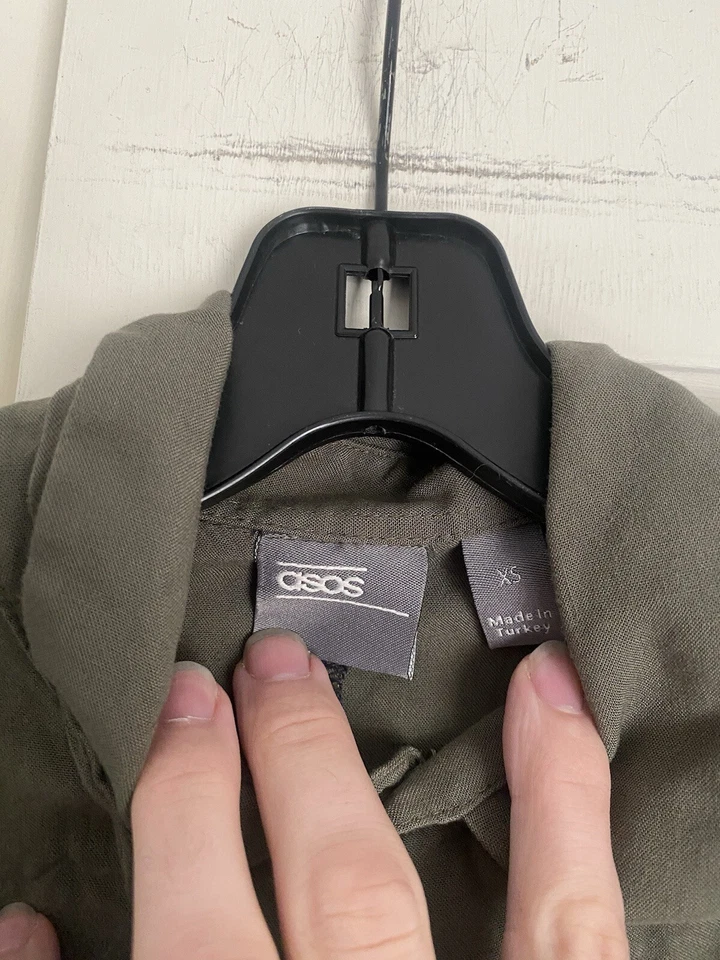 Asos Men's Green Navy Blue White Viscose Shirt XS - Image 2 of 3