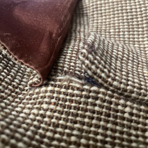 Vintage 50's Berkray Brown Donegal Tweed Heek Suede Western Sport Coat Size 42 - Bild 11 von 13