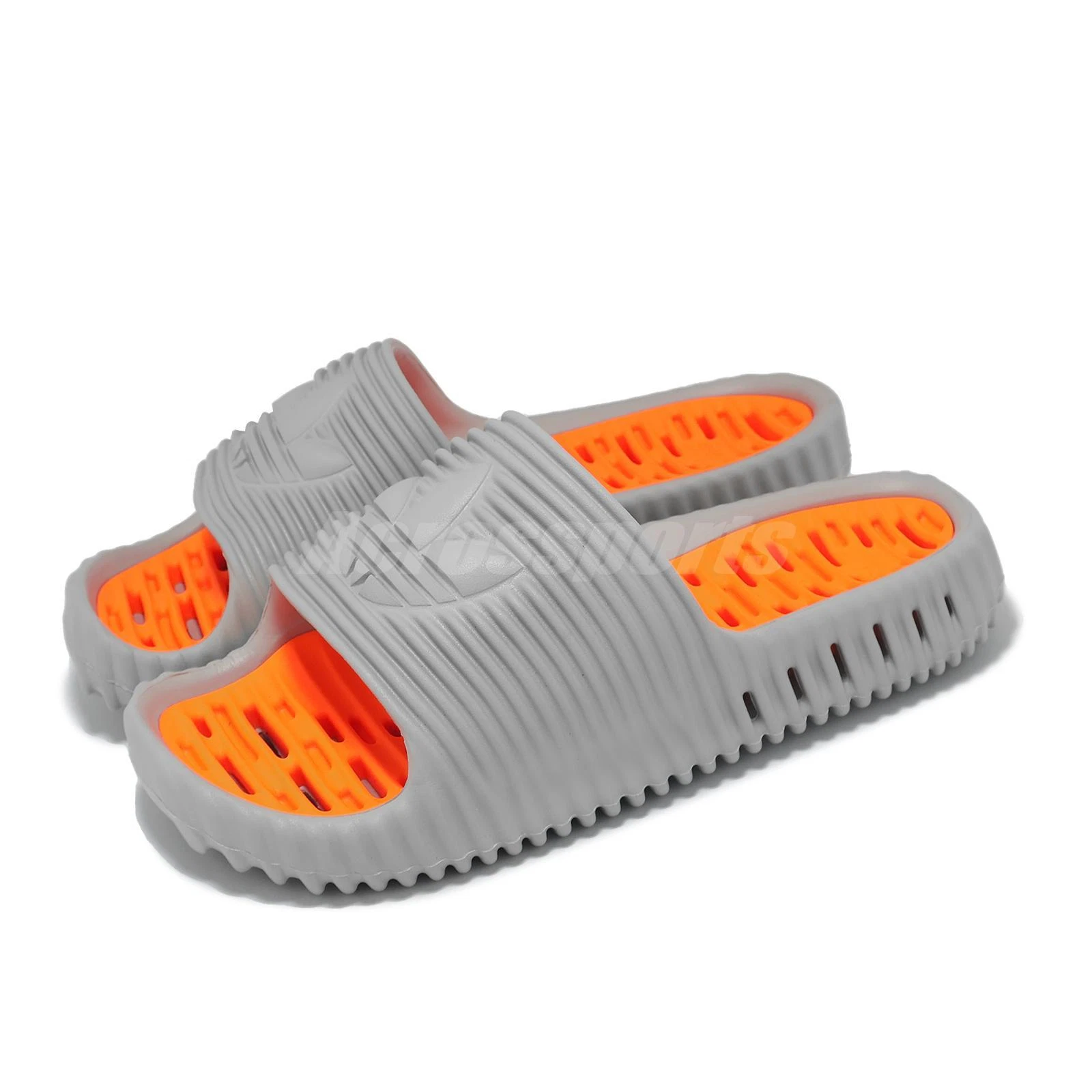 adidas Originals Adilette 25 Grey Solar Orange Men Unisex Slip On Sandal JH5518