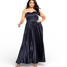 City Chic Pleat Desire Formal Event Midi Dress - Navy Sz L/20