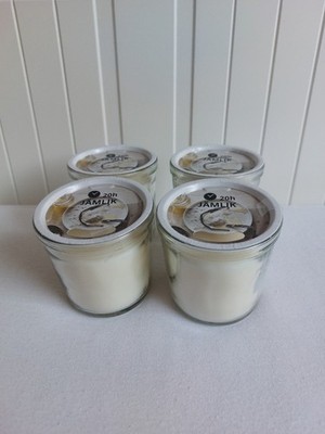 4 Stück IKEA Jämlik Duftkerze im Glas Kokos-Vanille Duft Kerze je 20h
