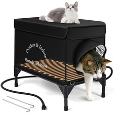 Heated Cat House for Outside, 100 Waterproof Elevated Base, Insulated Outdoo...