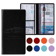 Car Registration and Insurance Card Holder for Women Men, Black Glove Box Pap...