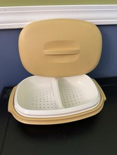 Vintage Tupperware Harvest Gold Vegetable Steamer Microwave Server Divider