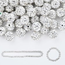 100pcs 10mm Rhinestone Clay Beads for Crafting - Ice Collection Baseba