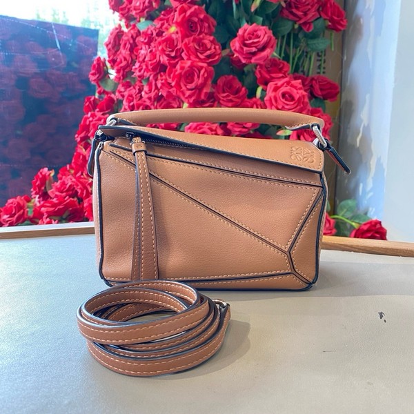 Authentic Pre-owned LOEWE Puzzle Mini Tan Calfskin Crossbody Bag