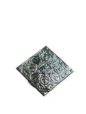 Goldtone Square Scarf Clip Art Deco Patterned Textured 1.25 inch