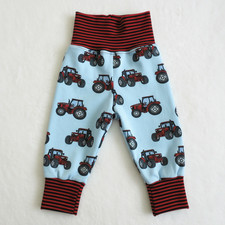Bloomers   waxed pants   pants   light blue-red   tractor   handmade