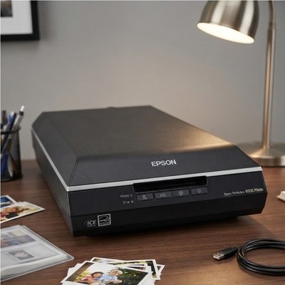 Tested Epson V550 Photo Color Scanner J252B Black 6400 dpi Digital ICE