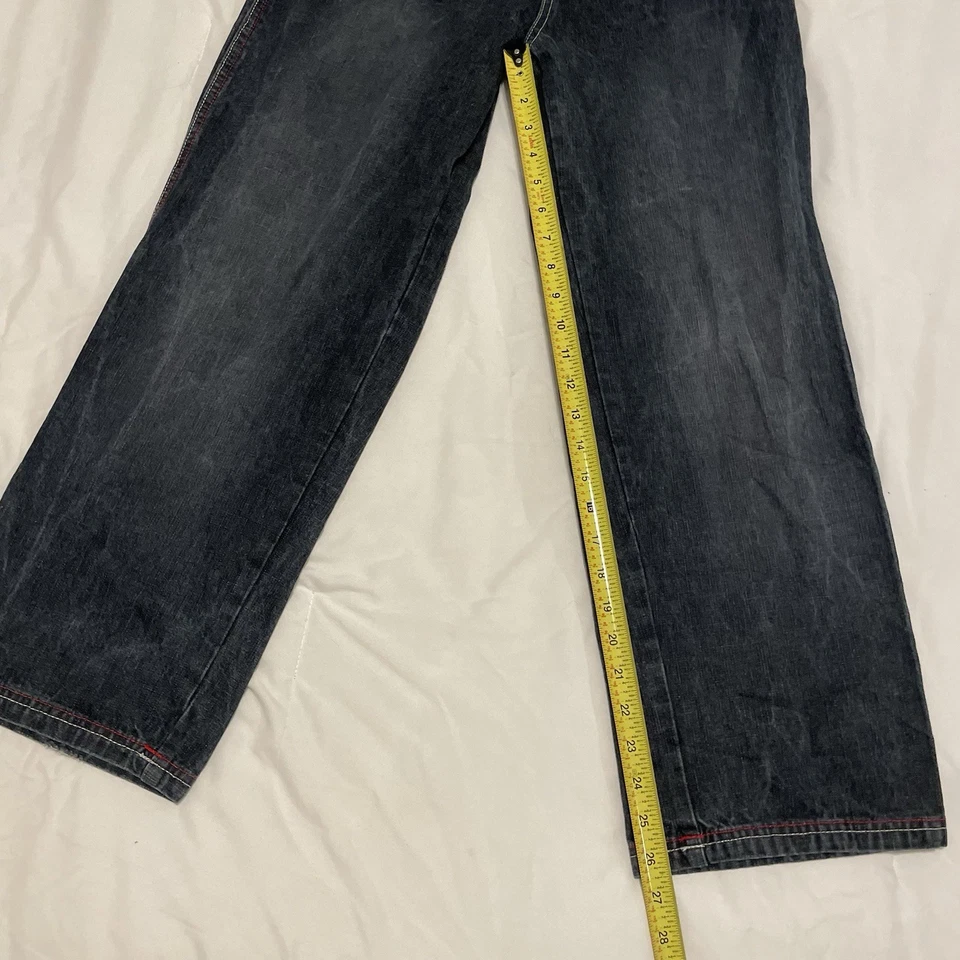 Pantalones de mezclilla French Toast Y4 negros rojos puntada en contraste pierna ancha holgados skate 14 Foto 3 de 4