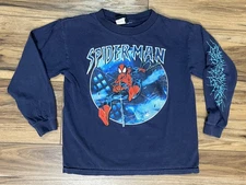 Vtg Spider-Man Marvel Mad Engine Youth Sz 7 Long Sleeve Tshirt Comics Superhero 