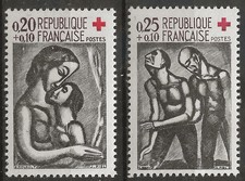 Timbre France 1961 N°1323 et 1324 croix rouge neuf* sans  trace de charnière TTB