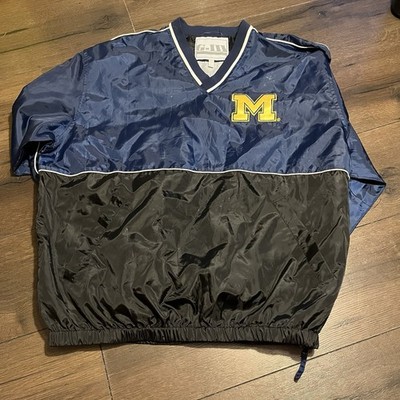 Vtg 90s Mens XL Distressed University of Michigan Pullover Windbreaker Jacket