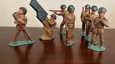 Lot of 7 Dime Store Barclay Manoil 1930s Army Lead Toy Soldiers, Antique See Pic
