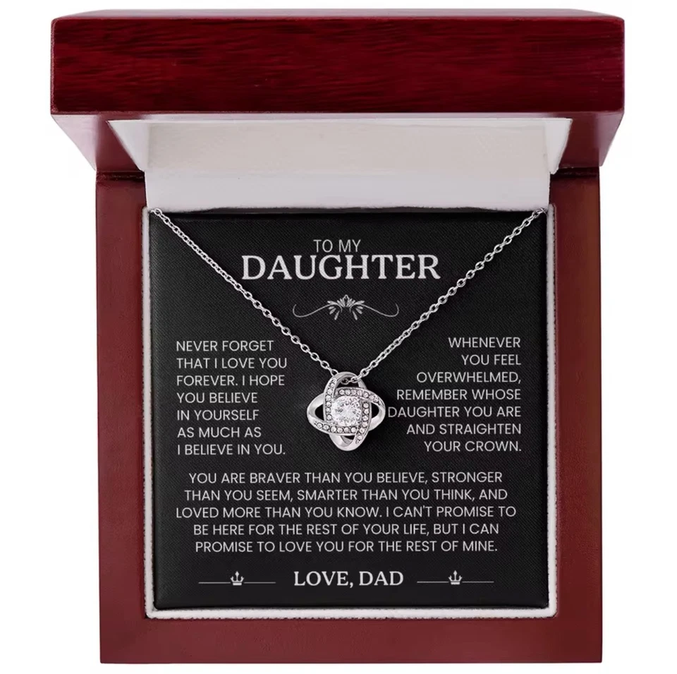 To My Daughter Necklace From Dad Love Knot Pendant Red LED Gift Box Birthday - Image 2 of 4