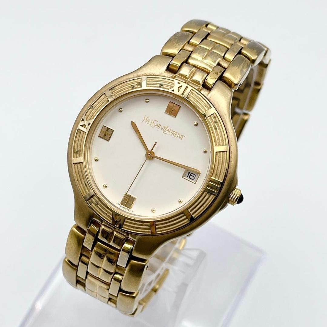 Yves Saint Laurent 5510 H12069 Y Uomo Quarzo Tondo Oro W35mm Made in Japan