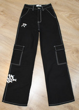 NEU🖤 SHYX 🖤Cargo Wide Leg High Waist Jeans 90s Retro HipHop Style 34 schwarz🖤