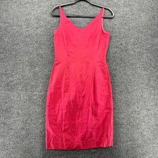 Ann Taylor 100% Silk Dress Size 2 Pink V-Neck Sleeveless Sheath Cocktail Elegant