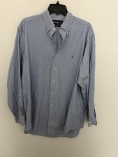 Ralph Lauren Shirt Mens 16.5/34 Blue Flesh Pony Yarmouth Button Preppy Oxford