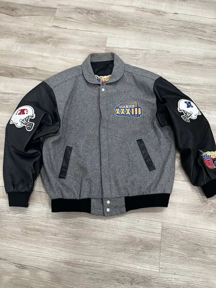 Super Bowl Jacket Jeff Hamilton JH Wool Bomber Varsity Men’s XL Rare NFL AFC NFC - Image 2 of 4