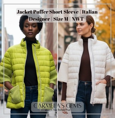 Jacket Puffer Short Sleeve - Italian Designer - Sz: M  NWT | Gift Ready 