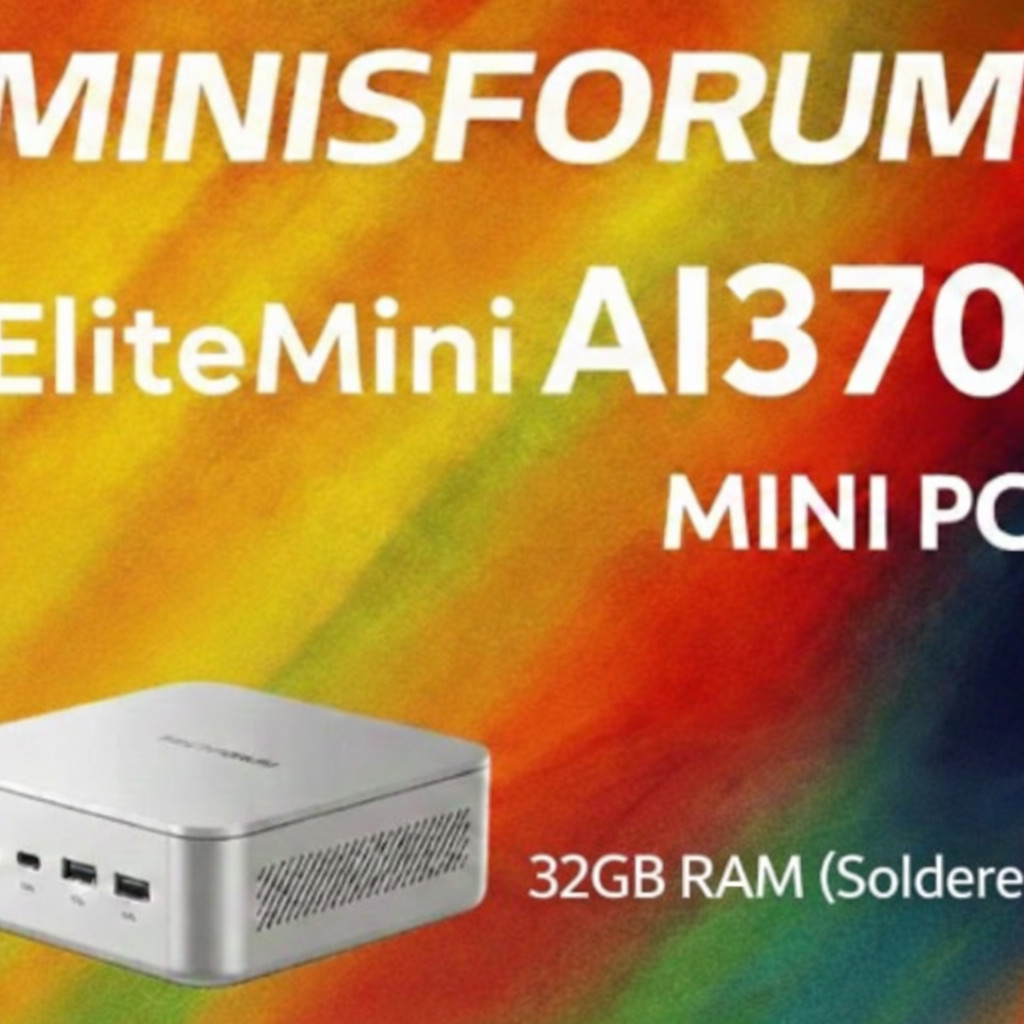 Minisforum Elitemini Ai370 Mini Pc, Ai 9 Hx 370, Rad890M, 32Gb Ram Ddr5, No Ssd