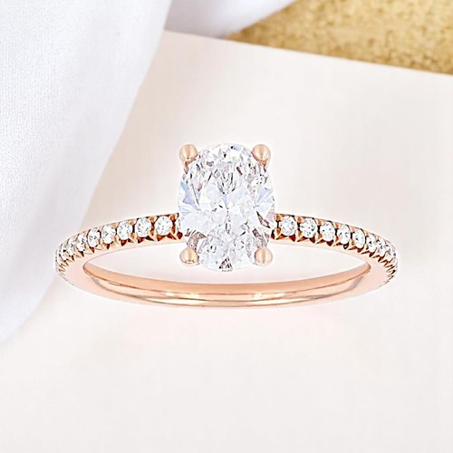 1,40 Karat Ovalschliff Lab Created Diamant Verlobungsring IGI 18k Rotgold - Bild 3 von 9