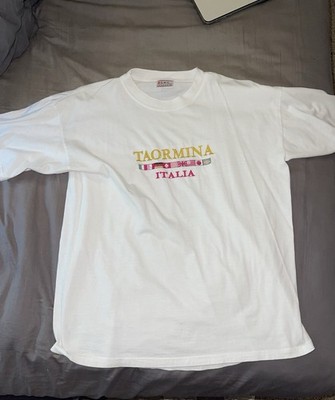 Vintage 80s/90s Taormina Italia Embroidered T-Shirt (Large, 100% Cotton)