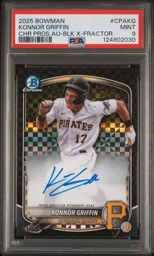 2025 Bowman Konnor Griffin Chrome Pros Auto Black X-Fractor /10 PSA 9 CPA-Kg