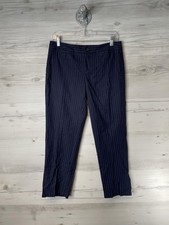 Tommy Hilfiger Pants Womens 6 Navy Pinstripe Herringbone Dress Trousers Cotton