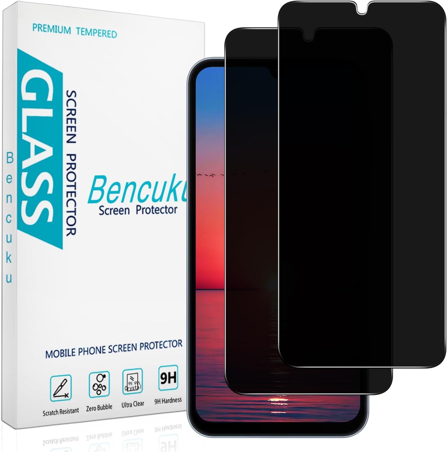 (2 Pack) Privacy Screen Protector Designed for Samsung Galaxy A16 5G Black 